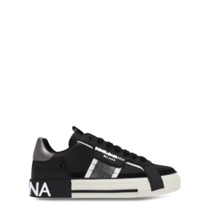 D&G Calfskin 2.zero Custom Sneakers With Contrasting Details