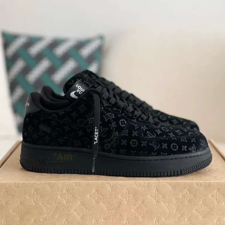 Louis Vuitton x Nike Air Force 1 Low 'Triple Black' - Image 3