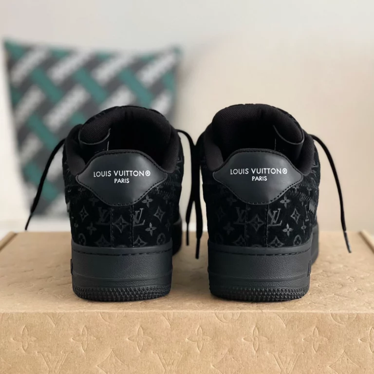 Louis Vuitton x Nike Air Force 1 Low 'Triple Black' - Image 4