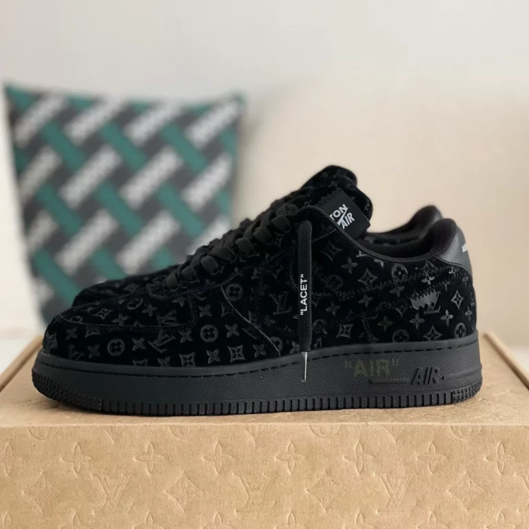 Louis Vuitton x Nike Air Force 1 Low 'Triple Black' - Image 9