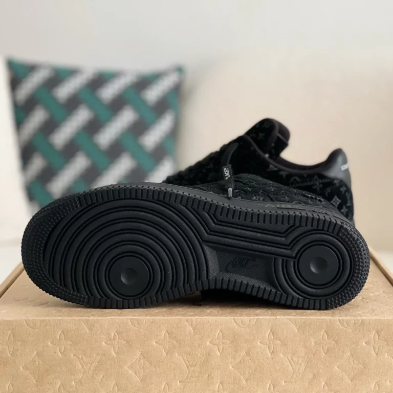 Louis Vuitton x Nike Air Force 1 Low 'Triple Black' - Image 8