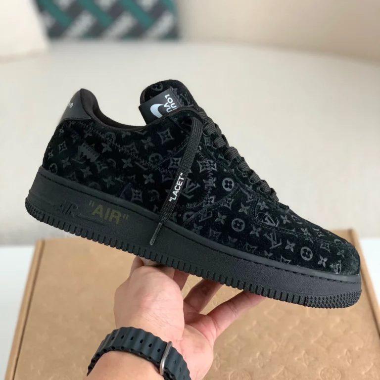 Louis Vuitton x Nike Air Force 1 Low 'Triple Black' - Image 2