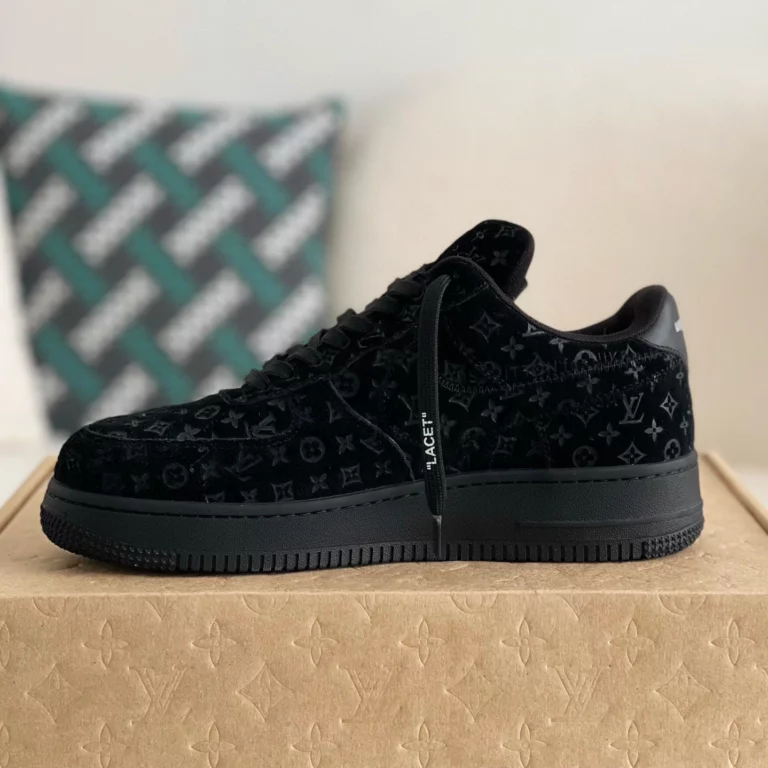 Louis Vuitton x Nike Air Force 1 Low 'Triple Black' - Image 5