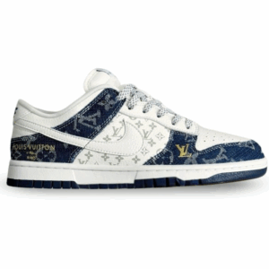 Nike Air Jordan x LV Mixed Monogram White & Blue Denim Edition (Dunk Low Custom)