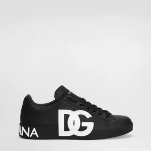 D&G Calfskin Nappa Portofino Sneakers With Logo Print