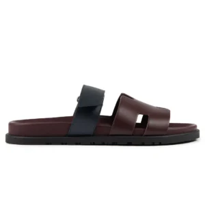Hermès Paris Chypre Calfskin Burgundy Sandals