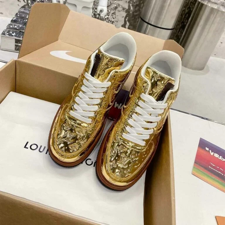 Louis Vuitton x Nike Air Force 1 Low 'Gold' - Image 9