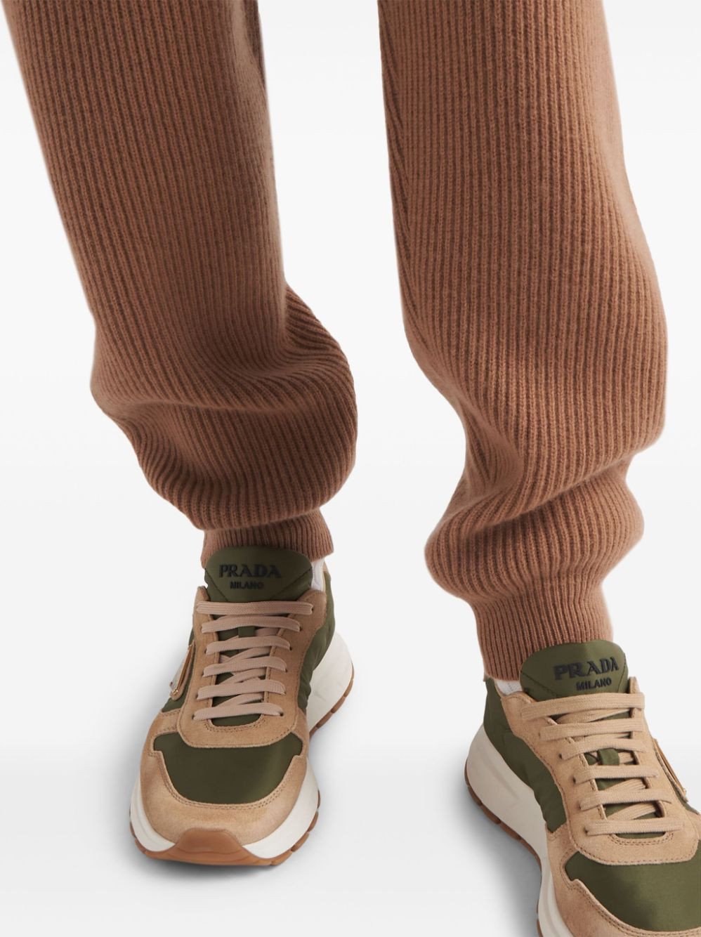 Prada Enamel-Triangle Leather Sneakers - Image 6