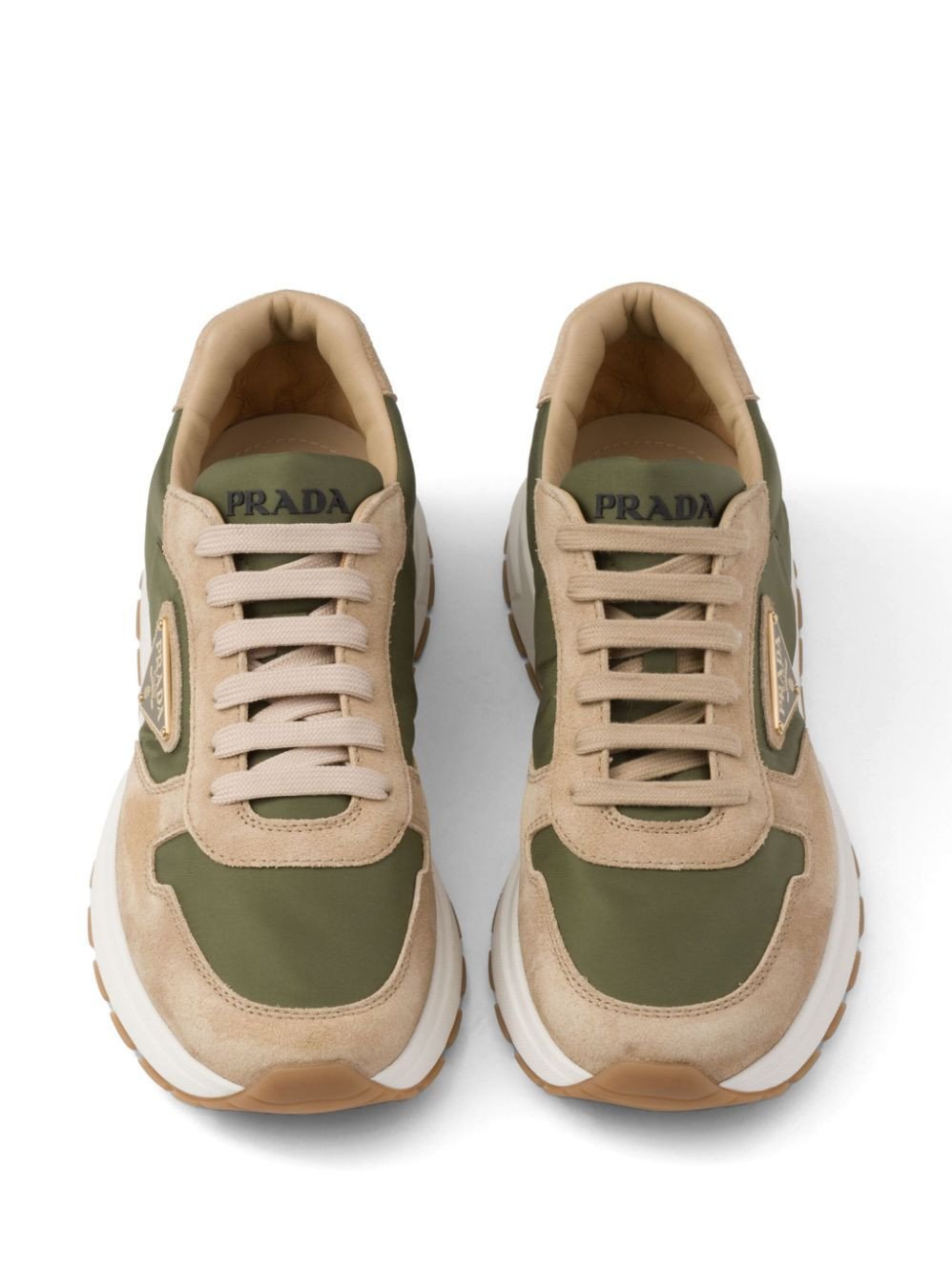 Prada Enamel-Triangle Leather Sneakers - Image 4